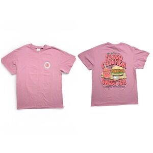 Simply Southern Fried Chicken and Sweet Tea Graphic T-Shirt Pink Women's Large